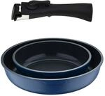 Bergner Click&Cook Pfannen-Set, 2-teilig, &Oslash; 22 x 26 cm, Aluminiumguss, Blau +