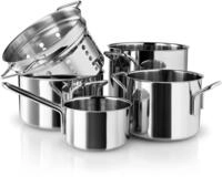 Eva Trio | Stainless Steel Topfset 5 St. 1,1 l 2,2 l 3,6 l 4,8 l & Pasta-Einsatz