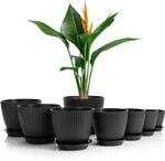 BigDean 8er Blumentopf Set Pflanzentopf mit Untersetzer Anthrazit