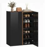 HOMCOM Schuhschrank mit 2 Hochglanz T&uuml;ren 18 Paar 70x33,5x95 cm, Schwarz 