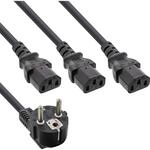 InLine 16657G Netz-Y-Kabel, 1x Schutzkontaktstecker zu 3x Kaltger&auml;testecker, 1m