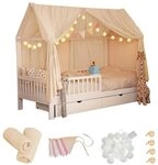 Home Deluxe - Kinderbett Deko Set VELINDO - Farbe: Creme, inkl. Wimpelkette,...