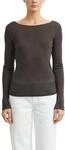COMMA Damen Longsleeve &ndash; Slim Fit, Jersey mit Wollanteil, U-Boot