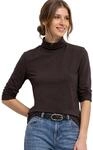 Damen Langarm Shirt in Unifarbe mit Rollkragen