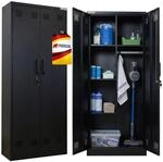 PROREGAL Putzmittelschrank Rhino Metall 170x70x30cm Schwarz 2 T&uuml;ren |...