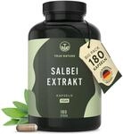 TRUE NATURE Salbei Kapseln - Hochdosiert (10:1) - 6000mg/Tag - 180 Kapseln 