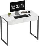 HOMCOM Schreibtisch mit 2 Hochglanz Schubladen, 100 x 50 x 75cm, Schwarz 