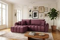 WFL GROUP Ecksofa 280x184 cm mit Schlaffunktion & Bettkasten &ndash; Bordeaux Samt...