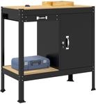 vidaXL Werkbank mit Regal Schwarz 90 x 49 x 91 cm Sperrholz und Metall,...