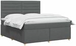 vidaXL Boxspringbett mit Matratze Dunkelgrau 180 x 200 cm Stoff | Individuelle...