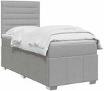vidaXL Boxspringbett mit Matratze Hellgrau 90 x 200 cm Stoff | Stelle die H&ouml;he...