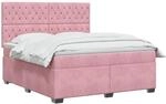 vidaXL Boxspringbett mit Matratze mit Kopfteil Rosa 140 x 200 cm Samt
