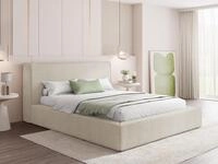 WFL GROUP Polsterbett 180x200 cm mit Bettkasten & Metall-Lattenrost &ndash; Creme...
