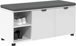 vidaXL Flurbank mit Kissen mit Regal mit T&uuml;r Wei&szlig; 100 x 38 x 46 cm, Stylische