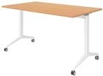 b&uuml;m&ouml; Seminartisch klappbar fahrbar 140x80 cm Buche, Gestell wei&szlig; - Klapptisch