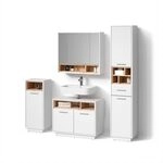 Livinity Badm&ouml;bel-Set Temo, Wei&szlig; 80 cm | 4-teilig &middot; Waschtischunterschrank &middot;
