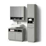 Livinity Badm&ouml;bel-Set Temo, Grau 80 cm | 3-teilig &middot; Waschtischunterschrank &middot;