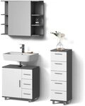 Livinity Badm&ouml;bel-Set Eisak, Anthrazit 60 cm | 3-teilig &middot;...