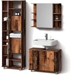 Livinity Badm&ouml;bel-Set Eisak, Eiche rustikal 80 cm | 3-teilig &middot;