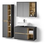 Livinity Badm&ouml;bel-Set Vomano, Anthrazit 100 cm | 3-teilig &middot;...
