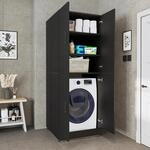 ROOMART Waschmaschinenschrank Dora 70 cm &ndash; mit Regalb&ouml;den | Schwarz-Eiche,...