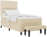 vidaXL Boxspringbett mit Kopfteil Creme 90 x 190 cm Stoff | Zwei H&ouml;henoptionen...