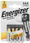 Energizer Batterie Alkaline Power AAA/Micro/LR03 4er-Packung, 90081, silber, 1...
