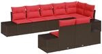 vidaXL Gartensofa-Set 8 STK. Braun und Rot Poly Rattan | Sie k&ouml;nnen die...