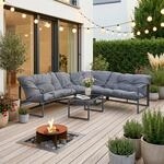 casa.pro Gartenm&ouml;bel Set Karg Balkonm&ouml;bel Lounge Set 4-teilig Sitzgruppe 3