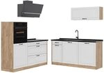 Vicco K&uuml;chenzeile R-Line, Wei&szlig; Landhaus/Goldkraft Eiche 160 cm | 6 Module &middot;