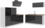 Vicco K&uuml;chenzeile R-Line, Anthrazit Hochglanz/Wei&szlig; 220 cm | 7 Module &middot;