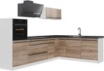 Vicco Eckk&uuml;che R-Line, Sonoma/Wei&szlig; 287 x cm | 12 Module &middot; H&ouml;henverstellbare