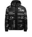 Camp David Herren Steppjacke mit Kapuze und All Over Print
