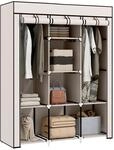 HOMCOM Kleiderschrank mit Kleiderstange 125 x 43 x 162,5 cm Cremewei&szlig; 