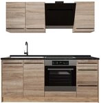 Vicco Singlek&uuml;che R-Line, Sonoma/Goldkraft Eiche 180 cm | 5 Module &middot;