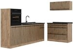 Vicco K&uuml;chenzeile R-Line, Artisan-Eiche/Goldkraft Eiche 220 cm | 6 Module &middot;
