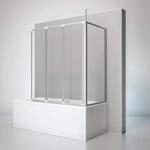 Schulte Duschwand f&uuml;r Badewanne 129 x 140 x 75 cm, 3-teilig | Faltbarer