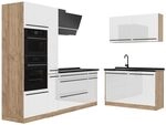 Vicco Eckk&uuml;che R-Line, Wei&szlig; Hochglanz/Goldkraft Eiche 230 x 120 cm | 8 Module...