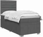 vidaXL LED Boxspringbett mit Matratze Dunkelgrau 90 x 190 cm Stoff | Schlanker...