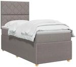 vidaXL LED Boxspringbett mit Matratze Taupe 100 x 200 cm Stoff |...