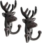 Spetebo Vintage Gusseisen Hirsch Doppel Wandhaken Antik Braun | Shabby Chic