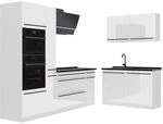 Vicco Eckk&uuml;che R-Line, Wei&szlig; Hochglanz/Wei&szlig; 230 x 120 cm | 8 Module &middot;