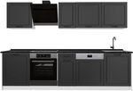 Vicco K&uuml;chenzeile R-Line, Anthrazit Landhaus/Wei&szlig; 280 cm | 9 Module &middot;