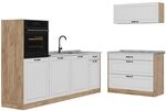 Vicco K&uuml;chenzeile R-Line, Wei&szlig; Landhaus/Goldkraft Eiche 220 cm | 6 Module &middot;