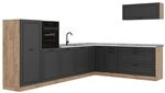 Vicco Eckk&uuml;che R-Line, Anthrazit Landhaus/Goldkraft Eiche 327 x cm | 8 Module...