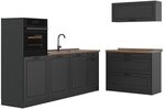 Vicco K&uuml;chenzeile R-Line, Anthrazit Landhaus/Anthrazit 220 cm | 6 Module &middot;