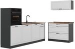 Vicco K&uuml;chenzeile R-Line, Wei&szlig; Landhaus/Anthrazit 220 cm | 6 Module &middot;