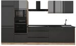 Vicco K&uuml;chenzeile R-Line, Anthrazit Hochglanz/Goldkraft Eiche 340 cm | 7...