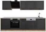 Vicco K&uuml;chenzeile R-Line, Anthrazit Landhaus/Goldkraft Eiche 280 cm | 9 Module...