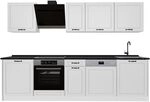 Vicco K&uuml;chenzeile R-Line, Wei&szlig; Landhaus/Wei&szlig; 280 cm | 9 Module &middot;